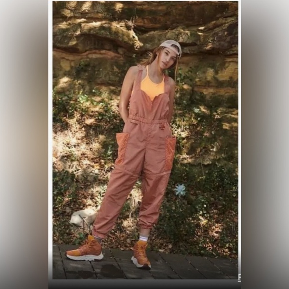 Free People orange Chaparral Hike Onesie jumpsuit overalls size small brand new
